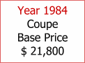 Year 1984 Coupe Base Price $ 21,800